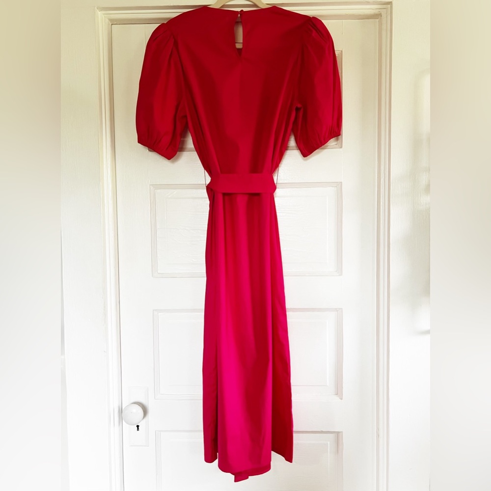 Reformation fuchsia 100% cotton puff sleeve maxi dress. Size Med. Retail $198